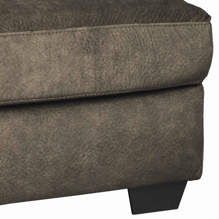 Wooden Ottoman with Welt Trims Details and Block Legs, Brown and Black