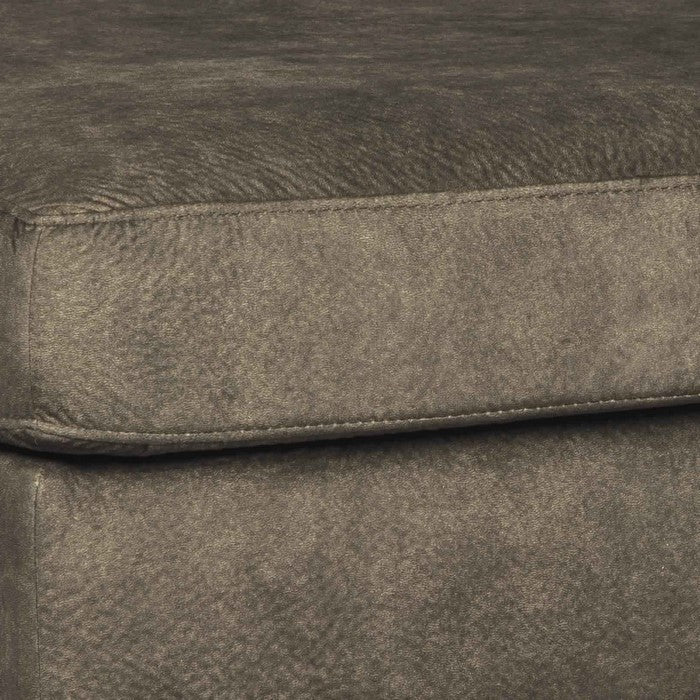 Wooden Ottoman with Welt Trims Details and Block Legs, Brown and Black