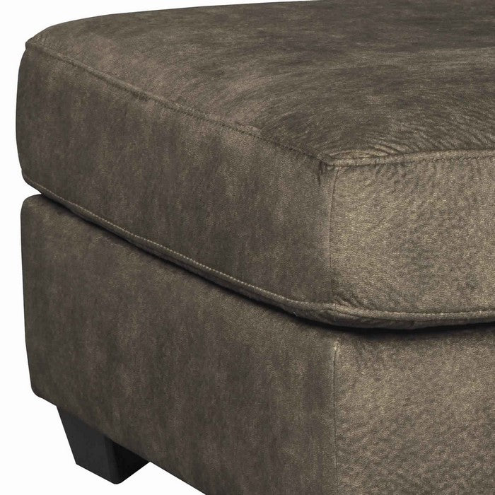 Wooden Ottoman with Welt Trims Details and Block Legs, Brown and Black
