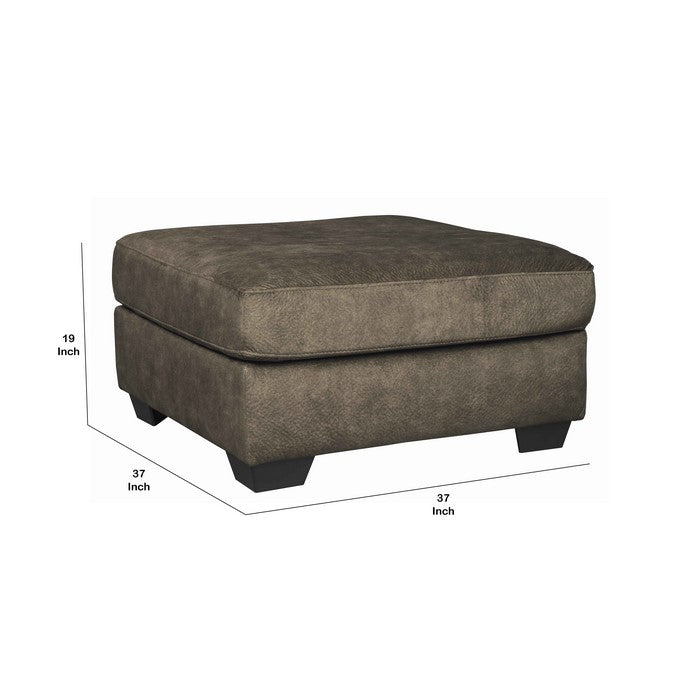 Wooden Ottoman with Welt Trims Details and Block Legs, Brown and Black
