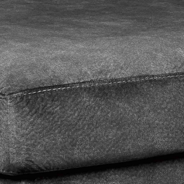 Wooden Ottoman with Welt Trims Details and Block Legs, Gray and Black