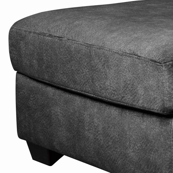 Wooden Ottoman with Welt Trims Details and Block Legs, Gray and Black