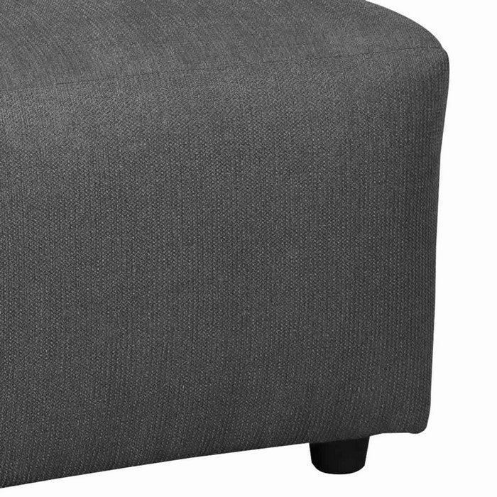 Wooden Oversized Accent Ottoman with Stitching Details, Gray and Black