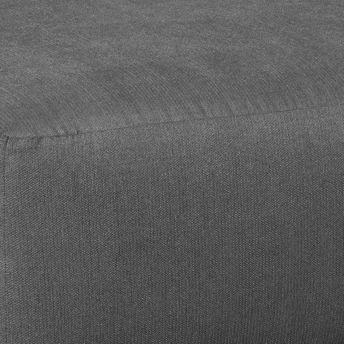 Wooden Oversized Accent Ottoman with Stitching Details, Gray and Black
