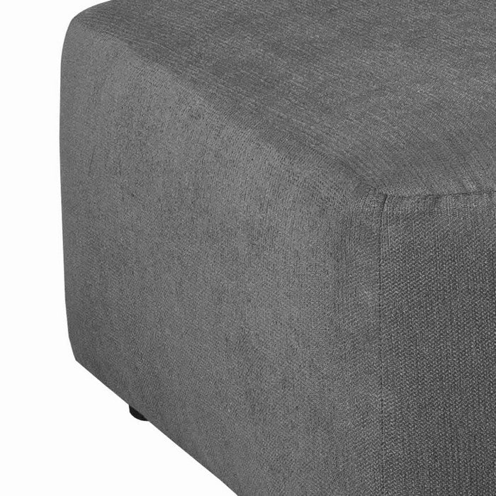 Wooden Oversized Accent Ottoman with Stitching Details, Gray and Black