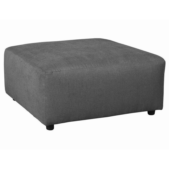 Wooden Oversized Accent Ottoman with Stitching Details, Gray and Black
