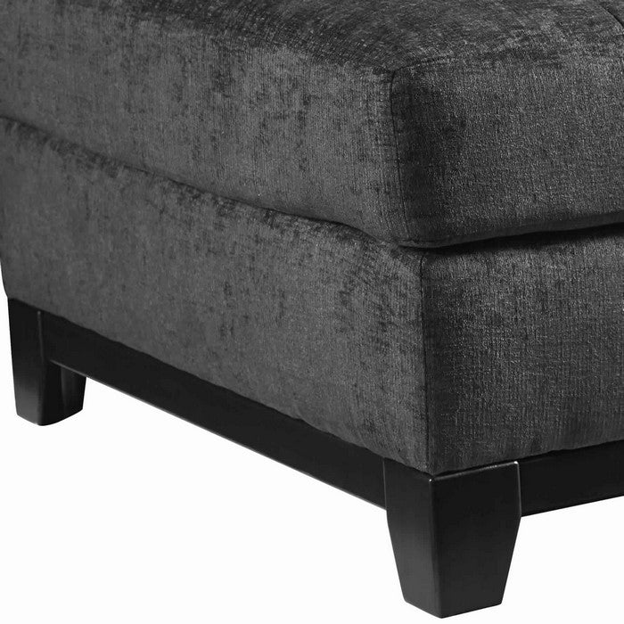 Wooden Oversized Accent Ottoman with Tufting Details, Gray and Black