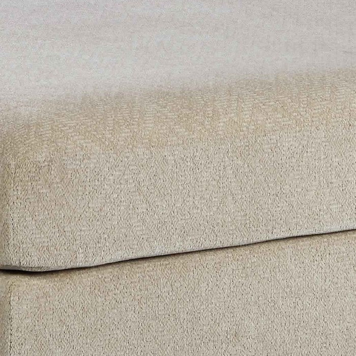 Fabric Upholstered Wooden Ottoman with Block Feet, Cream and Black