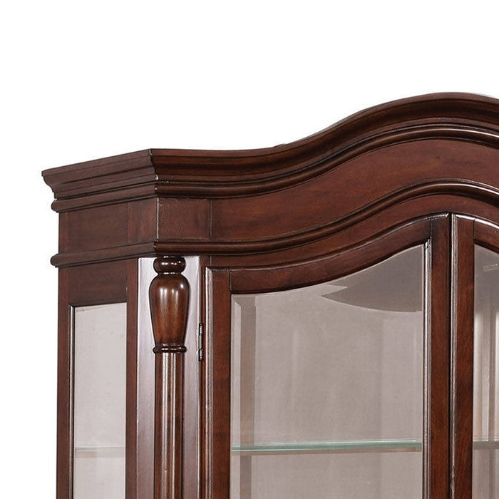 Traditional Styled Hutch and Buffet with Glass Encased Shelves, Brown