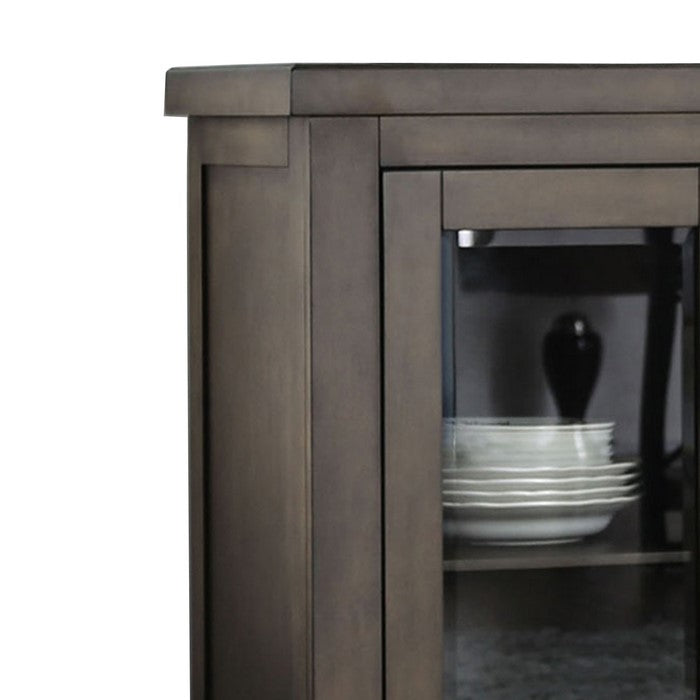 Wooden Server in with Storage Cabinets and Wine Racks, Brown