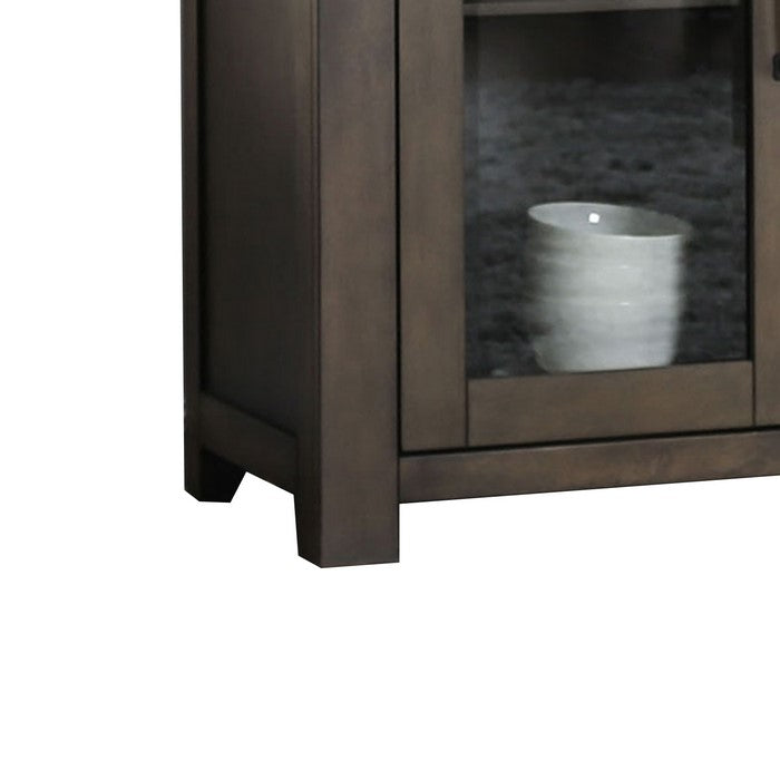 Wooden Server in with Storage Cabinets and Wine Racks, Brown