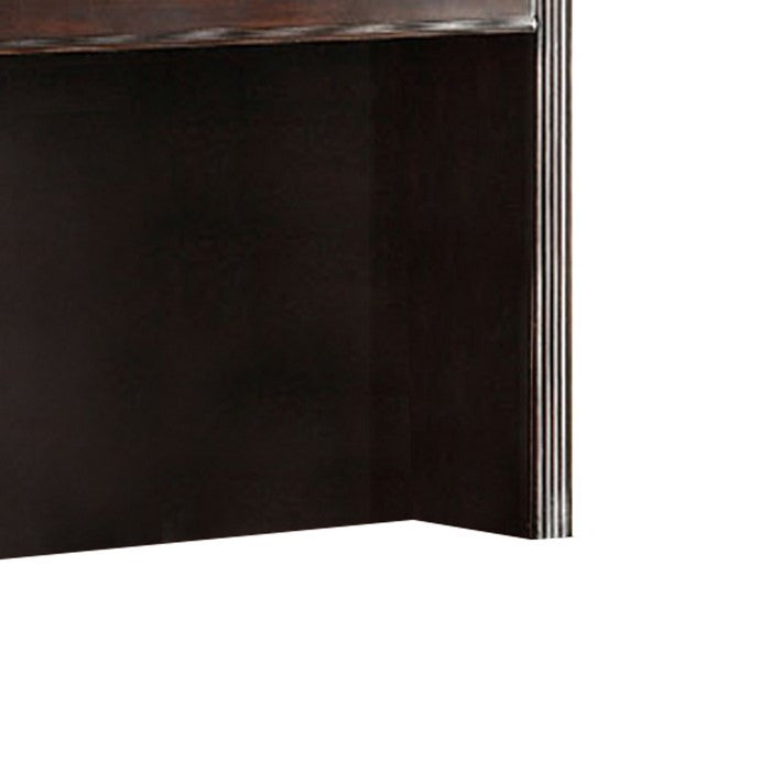 Wooden Desk Hutch with 2 Door Cabinets and Open Compartment, Cherry Brown