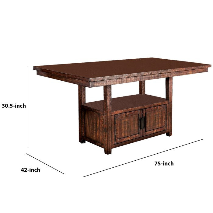 Wooden Dining Table with Additional Storage Space, Brown