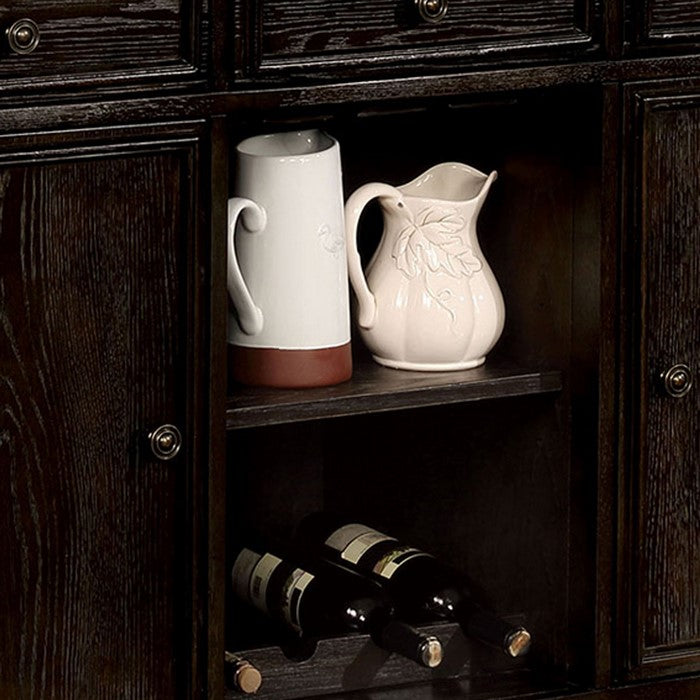 Transitional Style Wooden Server with 3 Spacious Drawers, Brown