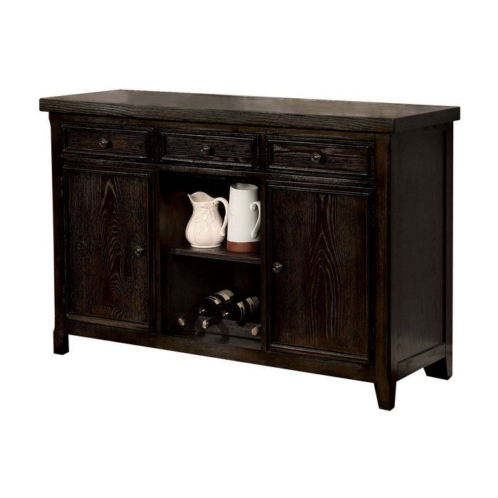 Transitional Style Wooden Server with 3 Spacious Drawers, Brown