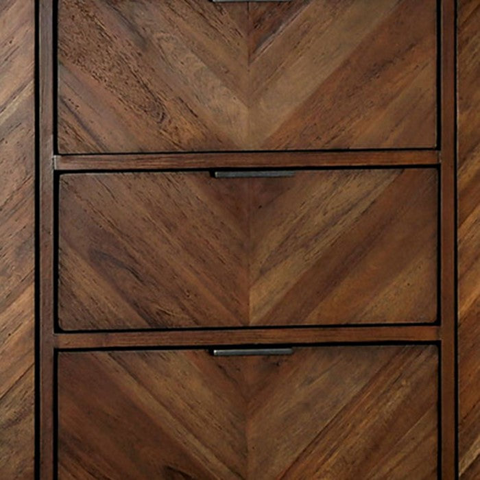 Wooden Server with Angled legs and 3 Spacious Drawers, Brown
