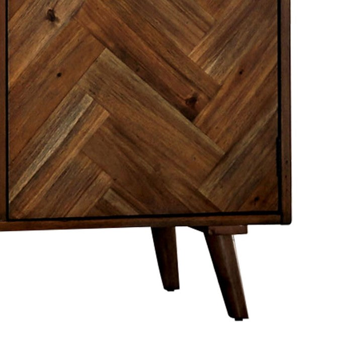 Wooden Server with Angled legs and 3 Spacious Drawers, Brown