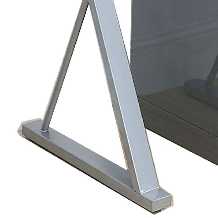 Movable Glass Top Computer Desk with X Shaped Side Panel, Gray and Clear