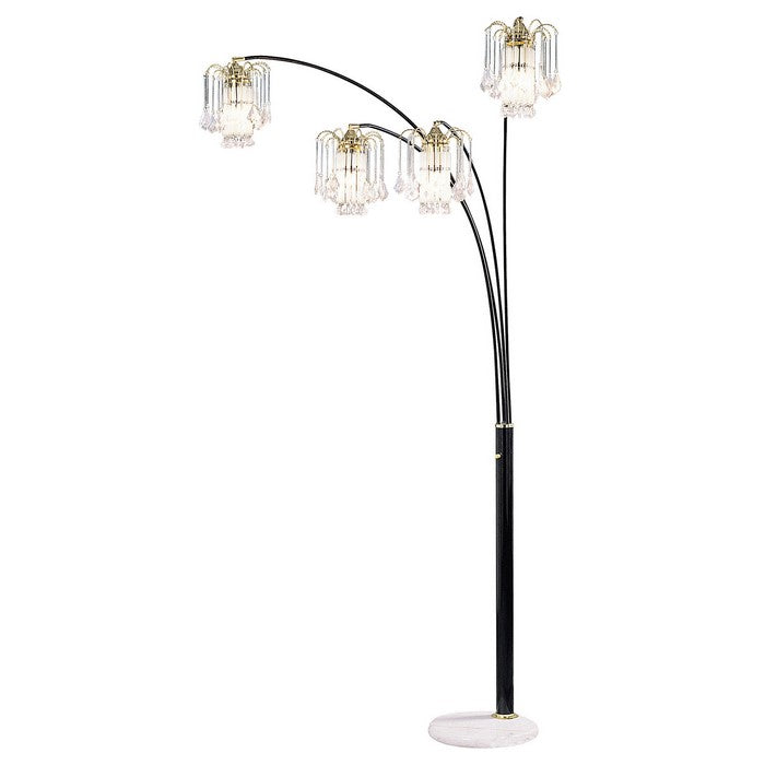 Modern Metal Arch Lamp with 4 Lights and Marble base, Gold and Black