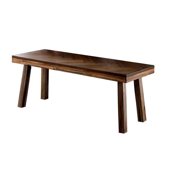 Rectangular Shape Wooden Dining Bench with Smooth Top, Brown