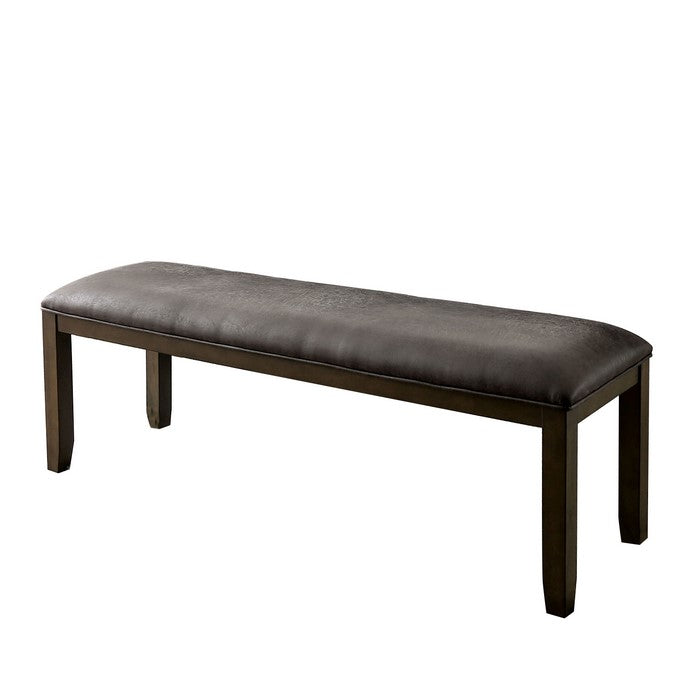 Country Style Rectangular Wooden Bench with Padded Seating, Gray