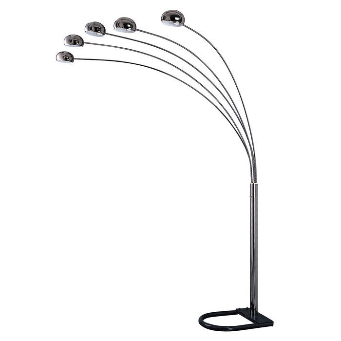 86 Inch Tall Metal Lamp with 5 Adjustable Arch Arms, Black and Chrome