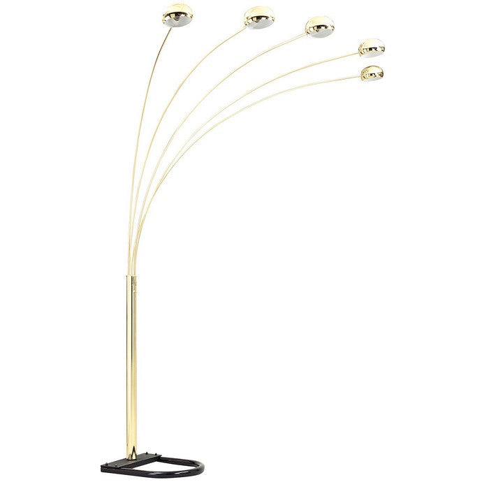 86 Inch Tall Metal Lamp with 5 Adjustable Arch Arms, Gold and Black