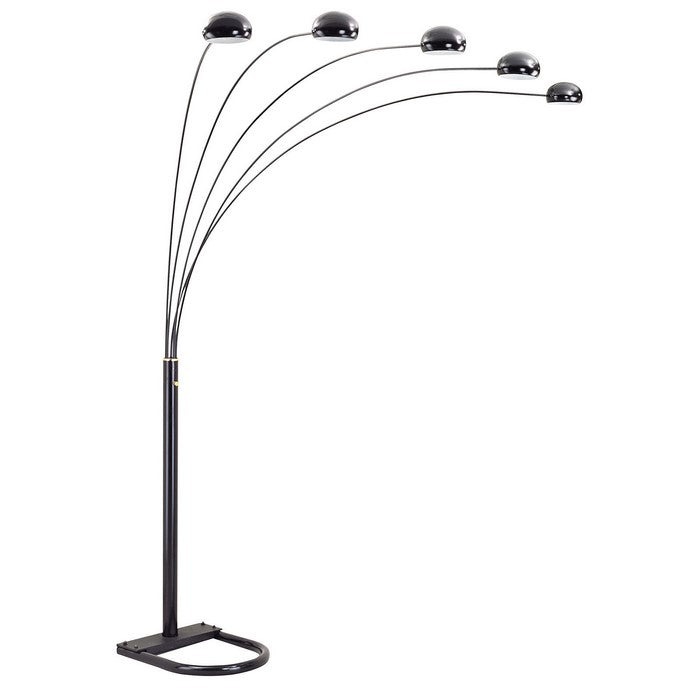 86 Inch Tall Metal Lamp with 5 Adjustable Arch Arms, Black