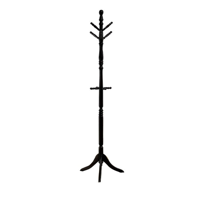 Transitional Style Wooden Coat Rack with 10 Pegs, Black