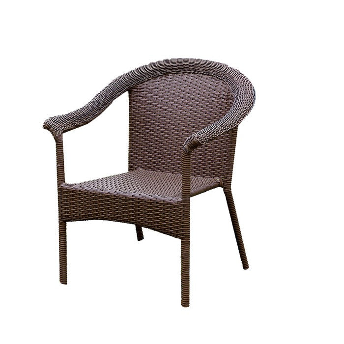 Contemporary Style Wicker Frame Aluminum Patio Chair, Brown