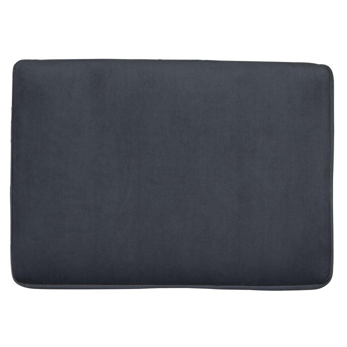 Fabric Upholstered Wooden Ottoman with Tapered Legs, Gray