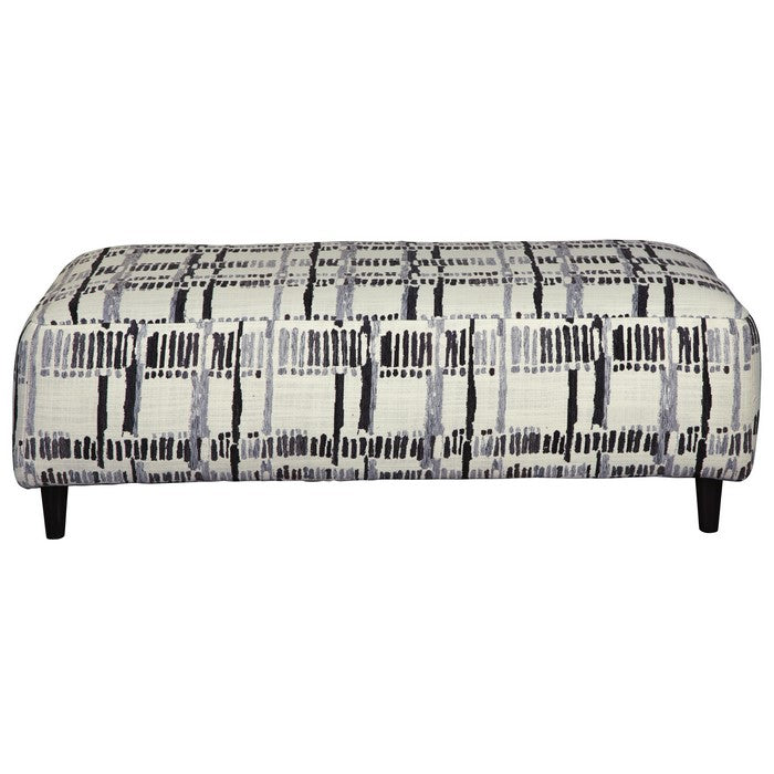 Fabric Upholstered Oversized Ottoman with Irregular Stripes,Black and White