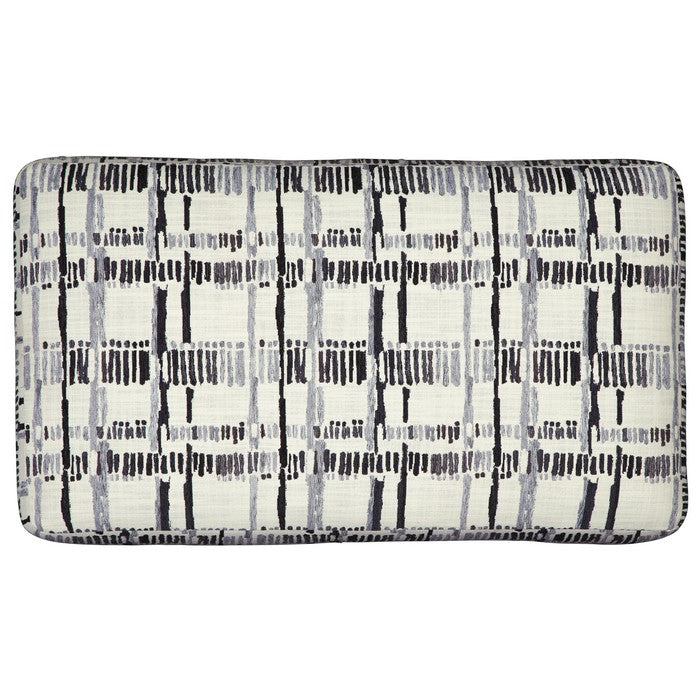 Fabric Upholstered Oversized Ottoman with Irregular Stripes,Black and White