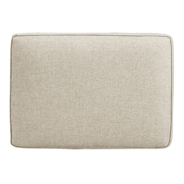 Nailhead Trim Fabric Upholstered Wooden Frame Ottoman, Light Gray