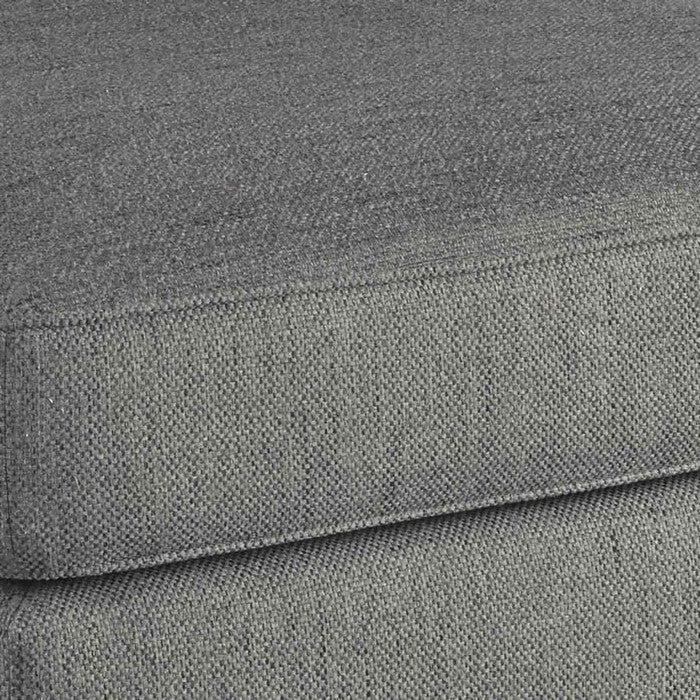Square Fabric Upholstered Wooden Frame Ottoman with Tapered Legs, Dark Gray