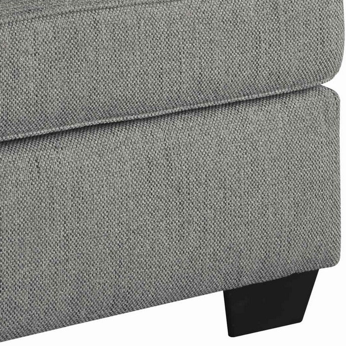 Square Fabric Upholstered Wooden Frame Ottoman with Tapered Legs, Dark Gray