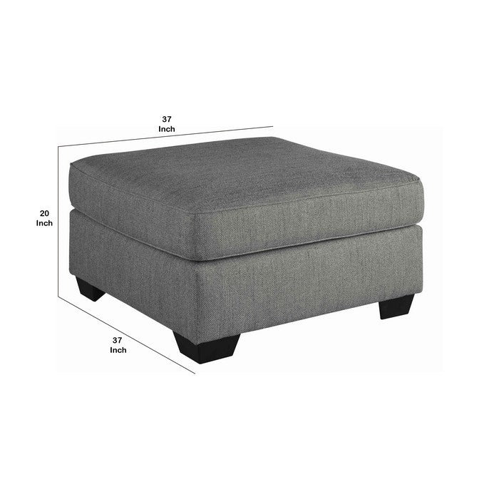 Square Fabric Upholstered Wooden Frame Ottoman with Tapered Legs, Dark Gray