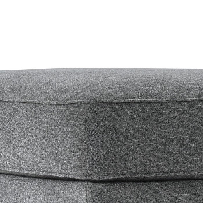 Square Fabric Upholstered Wooden Ottoman with Tapered Legs, Gray