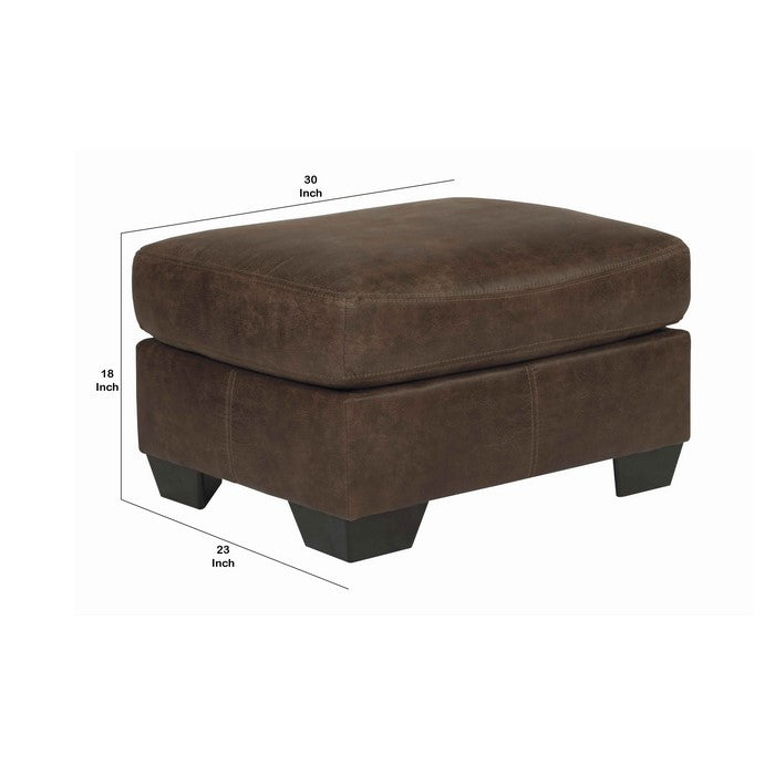 Leatherette Wooden Frame Ottoman with Tapered Legs, Brown