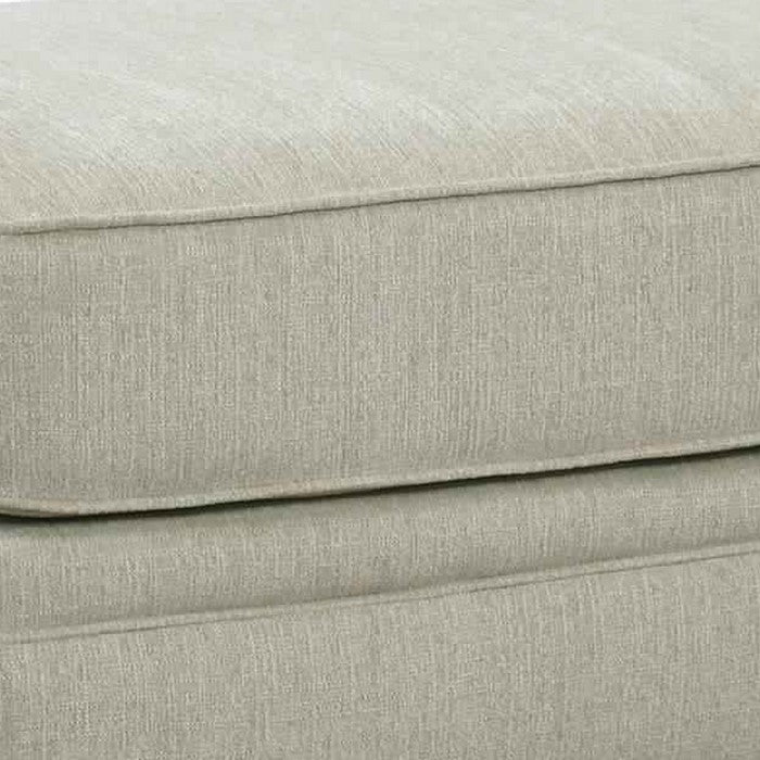 Fabric Upholstered Ottoman with Turned Legs, Light Gray and Black