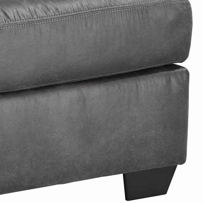 Leatherette Accent Ottoman with Tapered Block Legs, Charcoal Gray