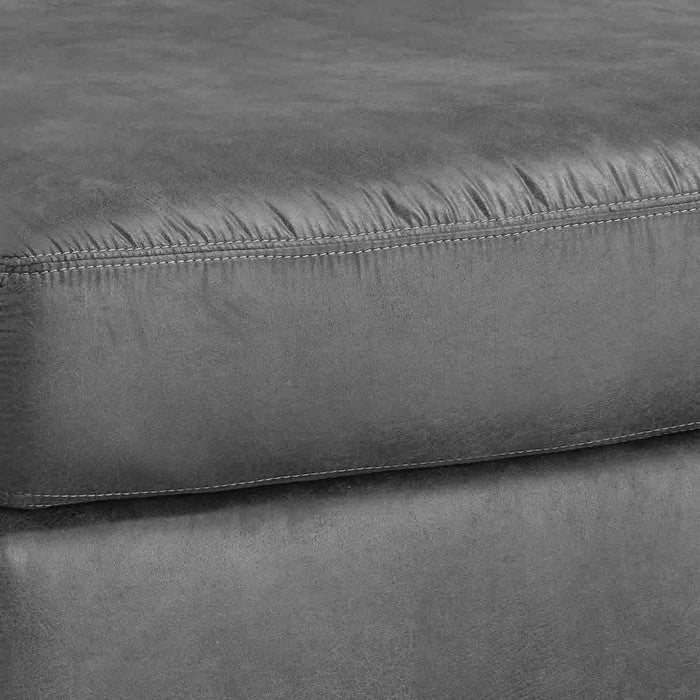Leatherette Accent Ottoman with Tapered Block Legs, Charcoal Gray