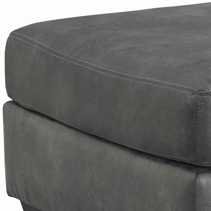 Leatherette Accent Ottoman with Tapered Block Legs, Charcoal Gray