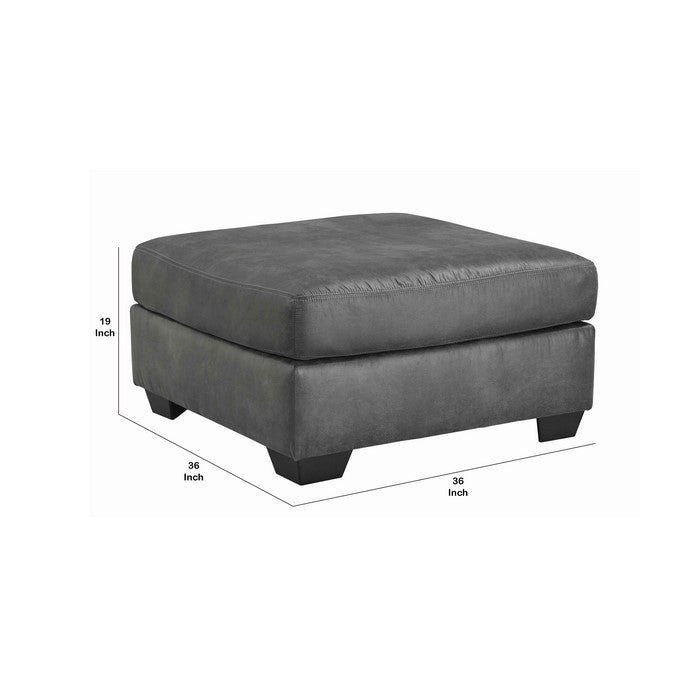 Leatherette Accent Ottoman with Tapered Block Legs, Charcoal Gray