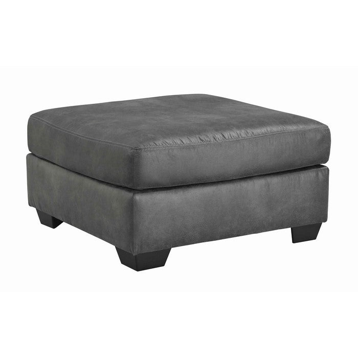 Leatherette Accent Ottoman with Tapered Block Legs, Charcoal Gray