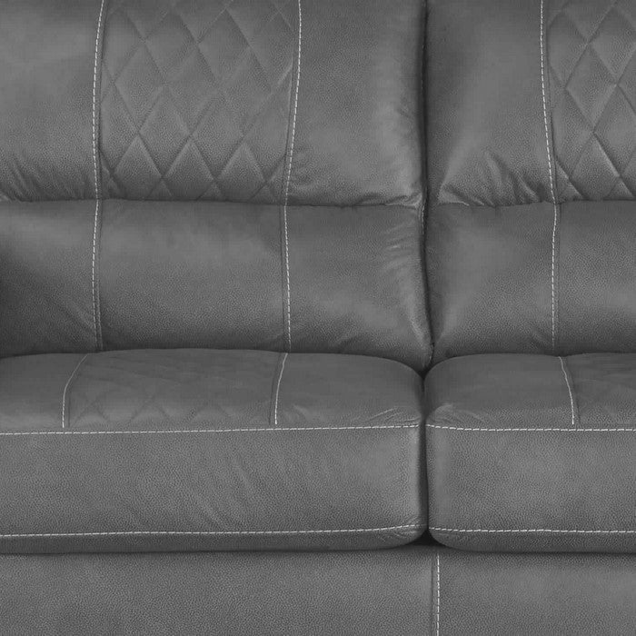 Leatherette Loveseat with Diamond Stitched Backrest and Seat, Dark Gray