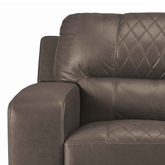 Leatherette Loveseat with Diamond Stitched Backrest and Seat, Brown