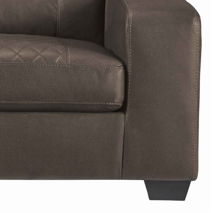 Leatherette Loveseat with Diamond Stitched Backrest and Seat, Brown