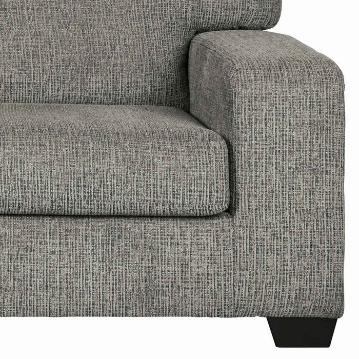 Fabric Upholstered Wooden Framed Loveseat with Track Arms, Granite Gray
