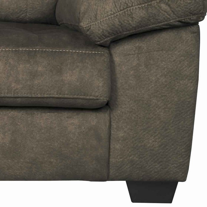 Fabric Upholstered Wooden Frame Loveseat with Pillow Top Arms, Earthy Brown